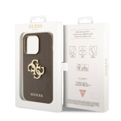 Apple iPhone 15 Pro Case Guess Original Licensed Cover with Perforated Text and 4G Glitter Large Metal Logo - 24