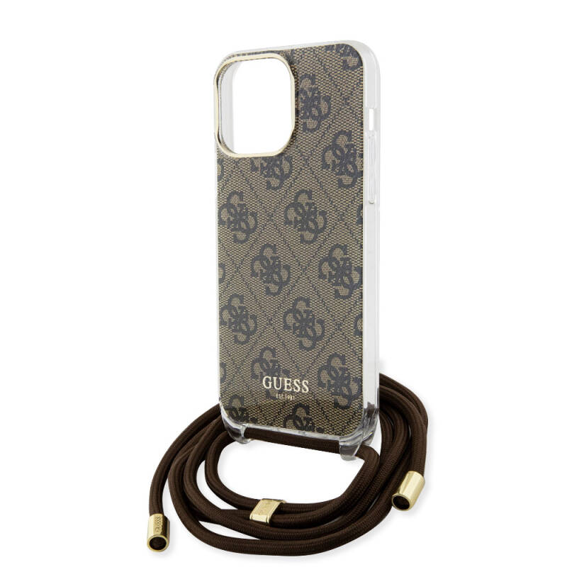 Apple iPhone 15 Pro Case Guess Original Licensed Cross Cord 4G Patterned Cover - 10