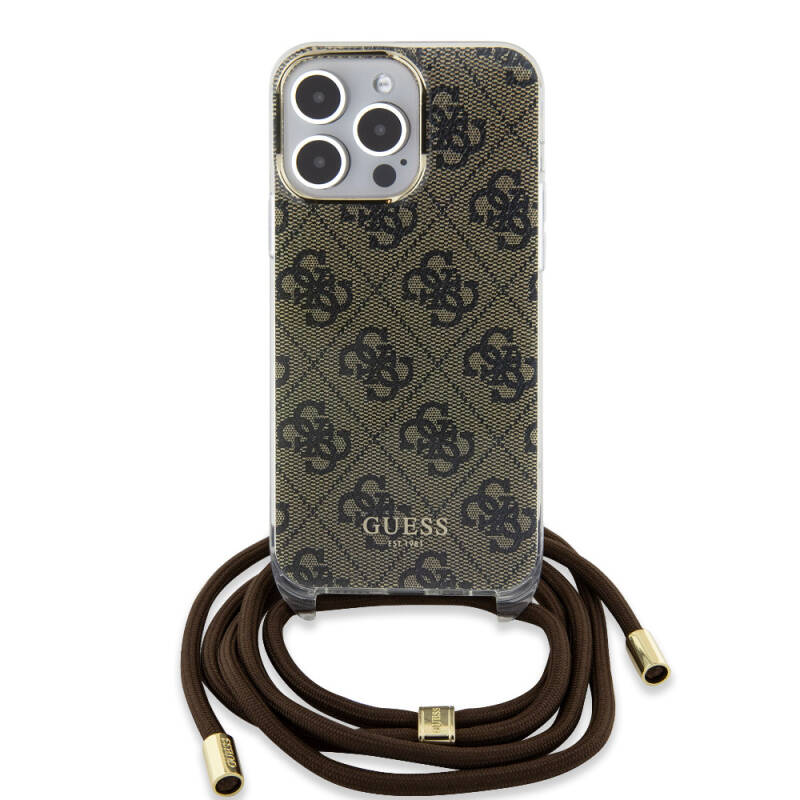 Apple iPhone 15 Pro Case Guess Original Licensed Cross Cord 4G Patterned Cover - 8