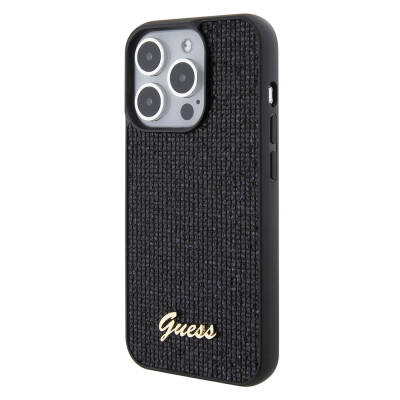 Apple iPhone 15 Pro Case Guess Original Licensed Disco Script Metal Cover with Text Logo - 2