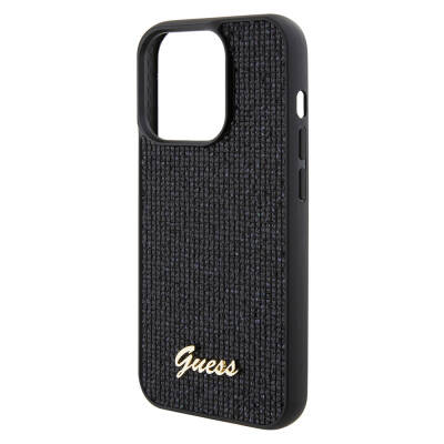 Apple iPhone 15 Pro Case Guess Original Licensed Disco Script Metal Cover with Text Logo - 5