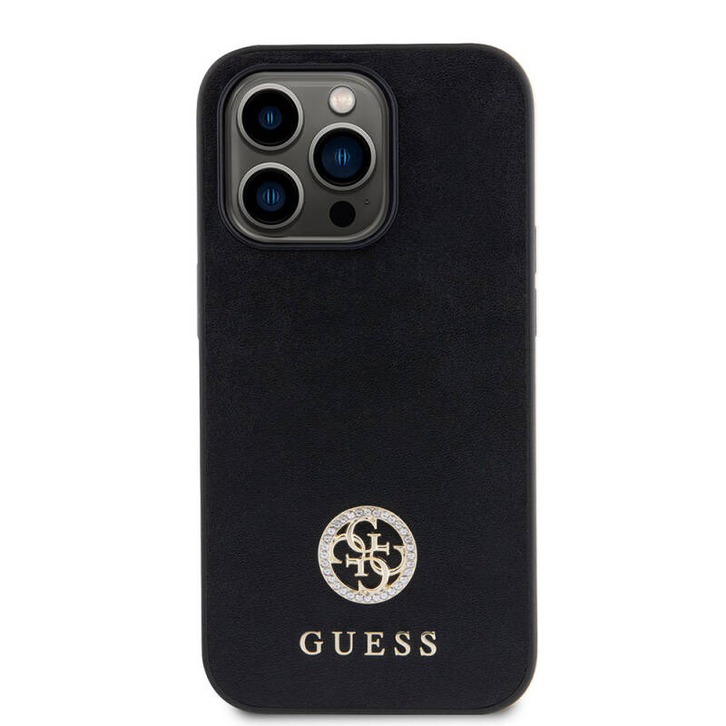 Apple iPhone 15 Pro Case Guess Original Licensed Leather 4G Metal Logo Strass Cover - 4