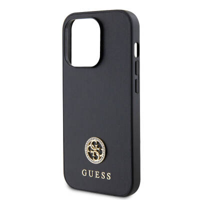 Apple iPhone 15 Pro Case Guess Original Licensed Leather 4G Metal Logo Strass Cover - 6