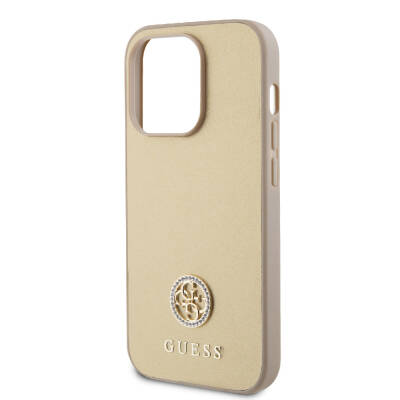 Apple iPhone 15 Pro Case Guess Original Licensed Leather 4G Metal Logo Strass Cover - 14