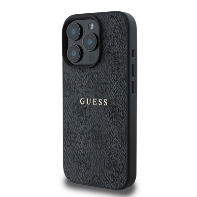 Apple iPhone 15 Pro Case Guess Original Licensed Magsafe Charging Featured 4G Pattern Text Logo Cover - 5