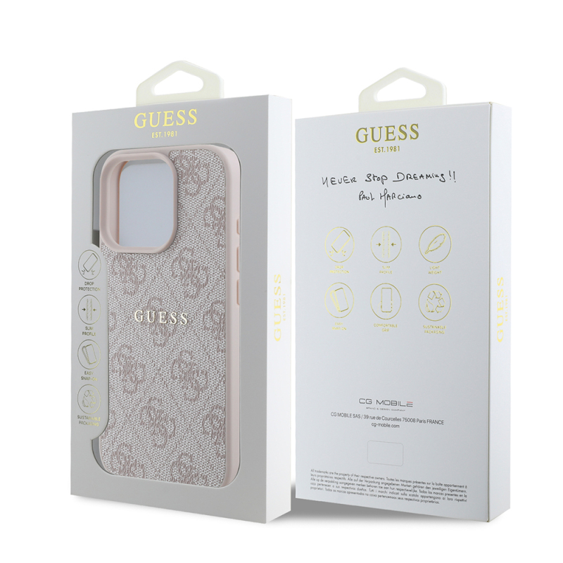 Apple iPhone 15 Pro Case Guess Original Licensed Magsafe Charging Featured 4G Pattern Text Logo Cover - 18