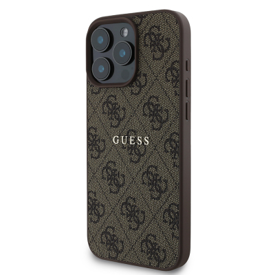 Apple iPhone 15 Pro Case Guess Original Licensed Magsafe Charging Featured 4G Pattern Text Logo Cover - 19