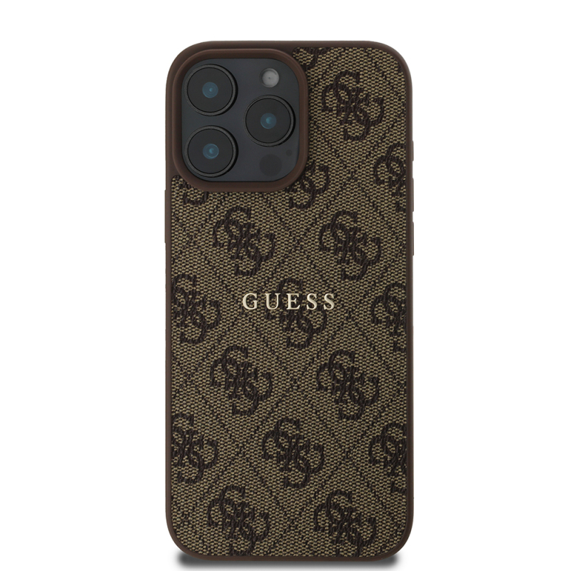 Apple iPhone 15 Pro Case Guess Original Licensed Magsafe Charging Featured 4G Pattern Text Logo Cover - 20