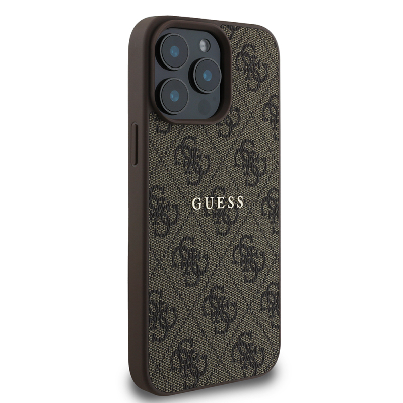 Apple iPhone 15 Pro Case Guess Original Licensed Magsafe Charging Featured 4G Pattern Text Logo Cover - 21