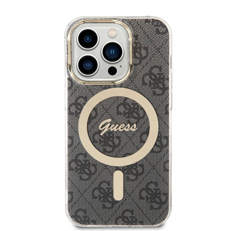 Apple iPhone 15 Pro Case Guess Original Licensed Magsafe Charging Featured 4G Patterned Cover with Text Logo - 3