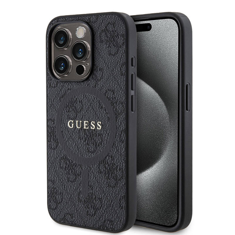 Apple iPhone 15 Pro Case Guess Original Licensed Magsafe Charging Featured 4G Patterned Text Logo Cover - 2