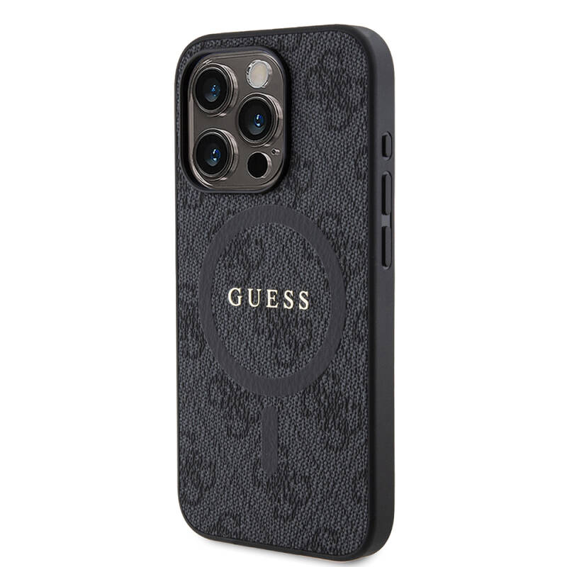 Apple iPhone 15 Pro Case Guess Original Licensed Magsafe Charging Featured 4G Patterned Text Logo Cover - 3