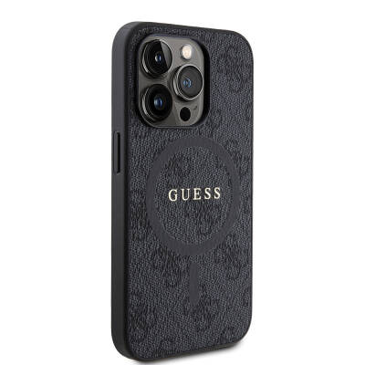 Apple iPhone 15 Pro Case Guess Original Licensed Magsafe Charging Featured 4G Patterned Text Logo Cover - 4