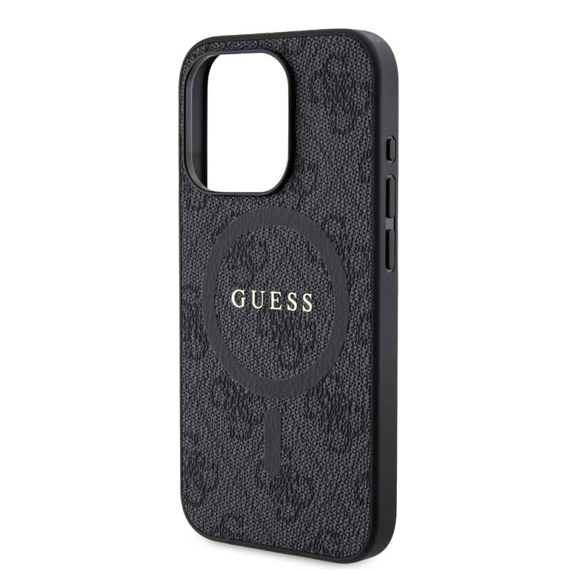 Apple iPhone 15 Pro Case Guess Original Licensed Magsafe Charging Featured 4G Patterned Text Logo Cover - 6