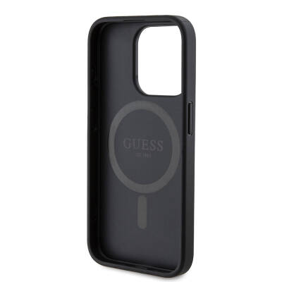 Apple iPhone 15 Pro Case Guess Original Licensed Magsafe Charging Featured 4G Patterned Text Logo Cover - 7