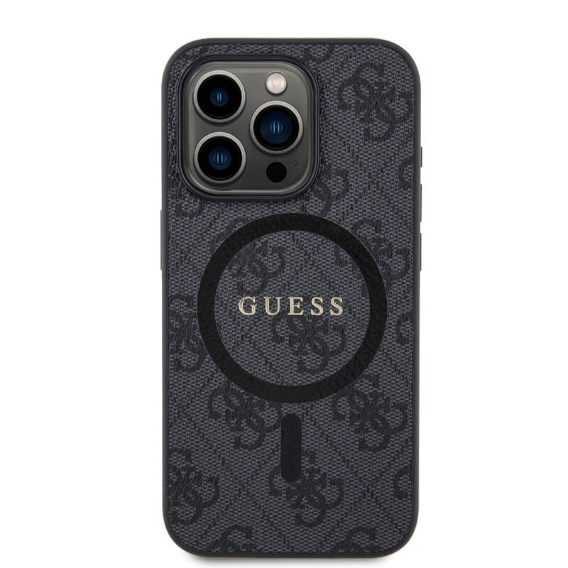 Apple iPhone 15 Pro Case Guess Original Licensed Magsafe Charging Featured 4G Patterned Text Logo Cover - 9