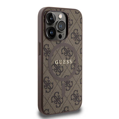 Apple iPhone 15 Pro Case Guess Original Licensed Magsafe Charging Featured 4G Patterned Text Logo Cover - 11