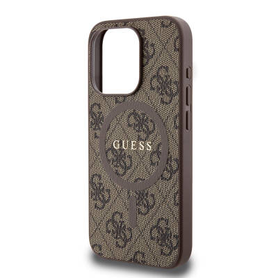 Apple iPhone 15 Pro Case Guess Original Licensed Magsafe Charging Featured 4G Patterned Text Logo Cover - 13