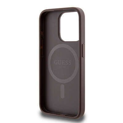 Apple iPhone 15 Pro Case Guess Original Licensed Magsafe Charging Featured 4G Patterned Text Logo Cover - 14
