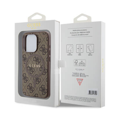 Apple iPhone 15 Pro Case Guess Original Licensed Magsafe Charging Featured 4G Patterned Text Logo Cover - 15