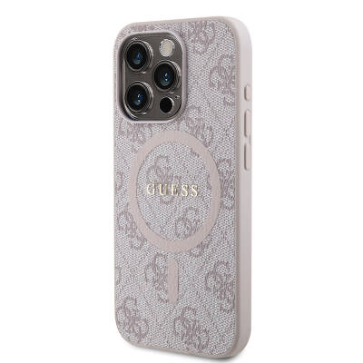 Apple iPhone 15 Pro Case Guess Original Licensed Magsafe Charging Featured 4G Patterned Text Logo Cover - 18