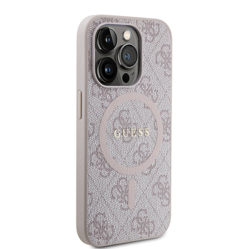 Apple iPhone 15 Pro Case Guess Original Licensed Magsafe Charging Featured 4G Patterned Text Logo Cover - 19