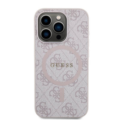 Apple iPhone 15 Pro Case Guess Original Licensed Magsafe Charging Featured 4G Patterned Text Logo Cover - 24