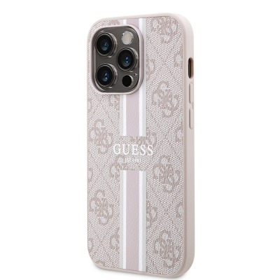 Apple iPhone 15 Pro Case Guess Original Licensed Magsafe Charging Featured 4G Strip Design Printed Cover - 12