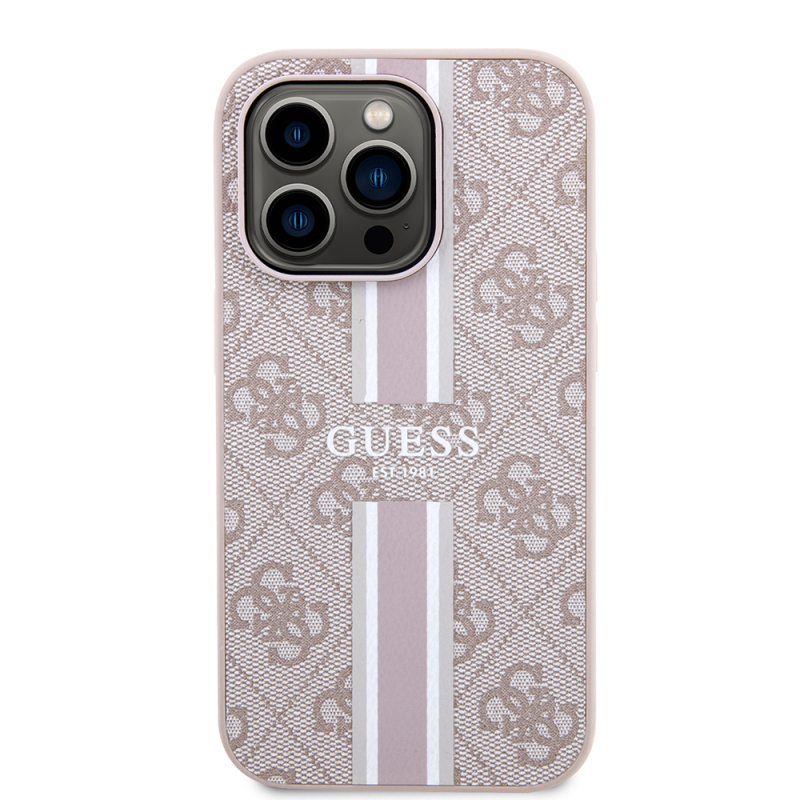 Apple iPhone 15 Pro Case Guess Original Licensed Magsafe Charging Featured 4G Strip Design Printed Cover - 13