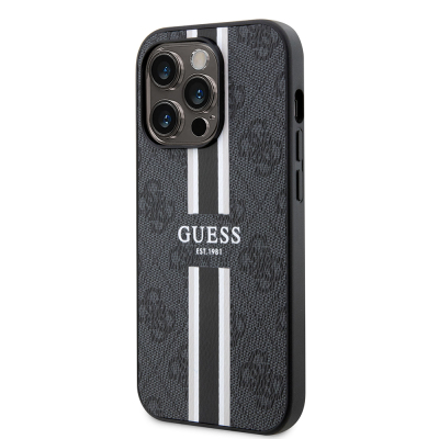 Apple iPhone 15 Pro Case Guess Original Licensed Magsafe Charging Featured 4G Strip Design Printed Cover - 19