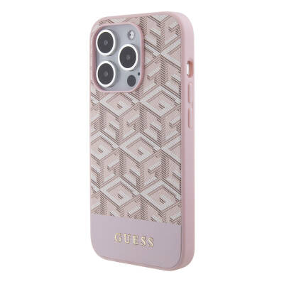 Apple iPhone 15 Pro Case Guess Original Licensed Magsafe Charging Featured GCube Patterned Cover with Text Logo - 2