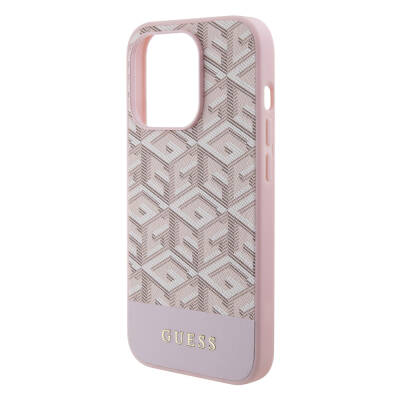 Apple iPhone 15 Pro Case Guess Original Licensed Magsafe Charging Featured GCube Patterned Cover with Text Logo - 5