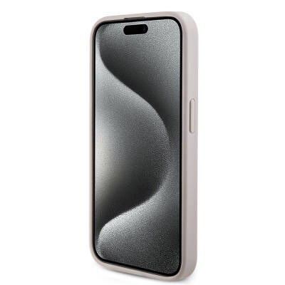 Apple iPhone 15 Pro Case Guess Original Licensed Magsafe Charging Featured PU Ring 4G Patterned Text Logo Cover - 20