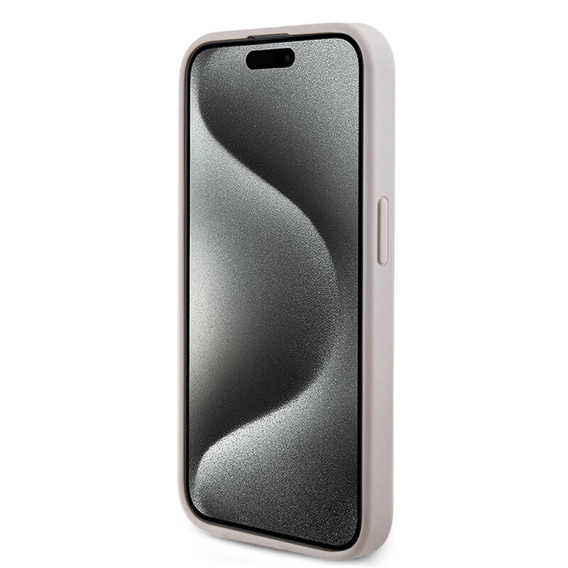 Apple iPhone 15 Pro Case Guess Original Licensed Magsafe Charging Featured PU Ring 4G Patterned Text Logo Cover - 20