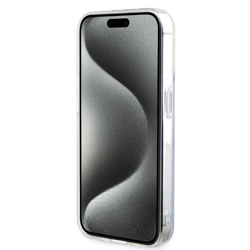 Apple iPhone 15 Pro Case Guess Original Licensed Magsafe Iridescent Cover with Charging Feature and Text Logo - 4