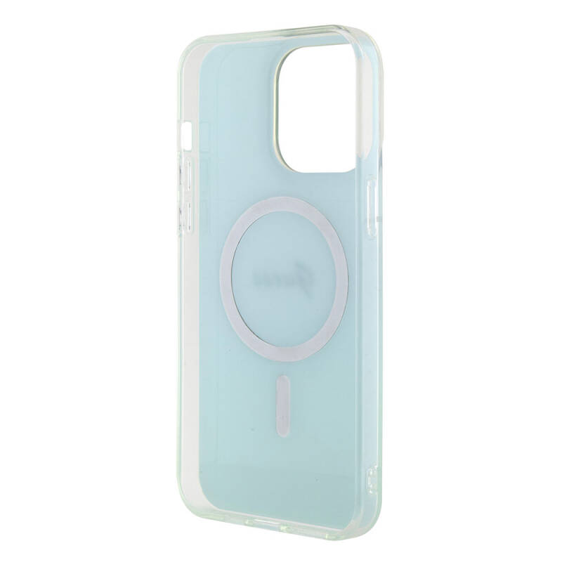 Apple iPhone 15 Pro Case Guess Original Licensed Magsafe Iridescent Cover with Charging Feature and Text Logo - 14