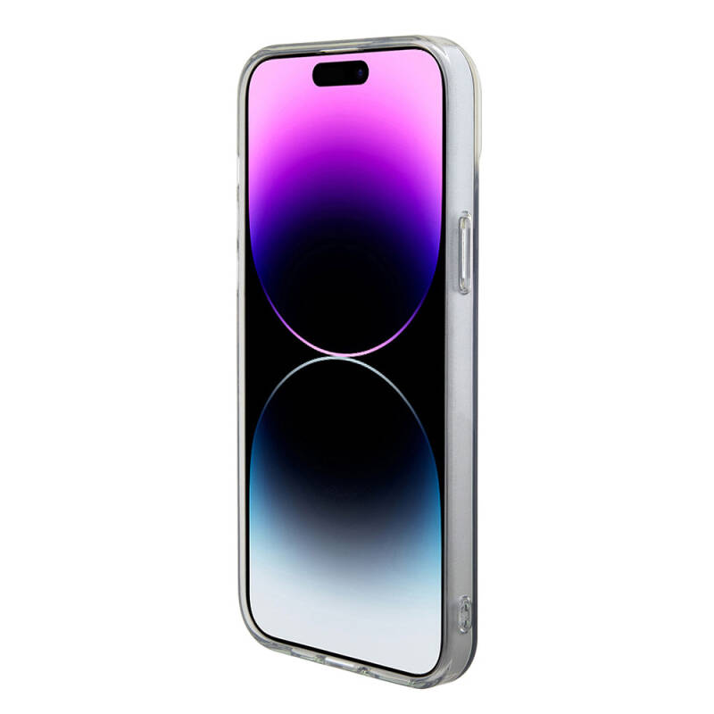 Apple iPhone 15 Pro Case Guess Original Licensed Magsafe Iridescent Cover with Charging Feature and Text Logo - 20