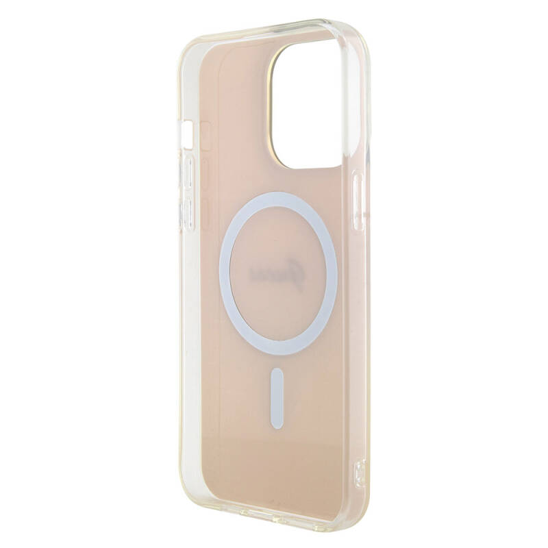 Apple iPhone 15 Pro Case Guess Original Licensed Magsafe Iridescent Cover with Charging Feature and Text Logo - 30