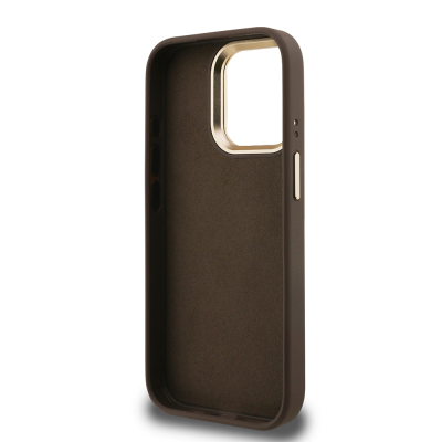 Apple iPhone 15 Pro Case Guess Original Licensed PU Leather 4G Patterned Metal Big 4G and Text Logo Camera Stand Cover - 10