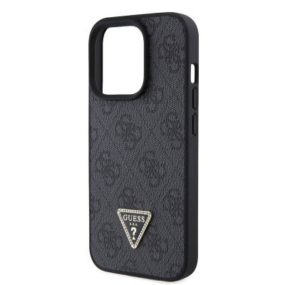 Apple iPhone 15 Pro Case Guess Original Licensed PU Leather Stoned Triangle Logo 4G Patterned Strass Cover - 13