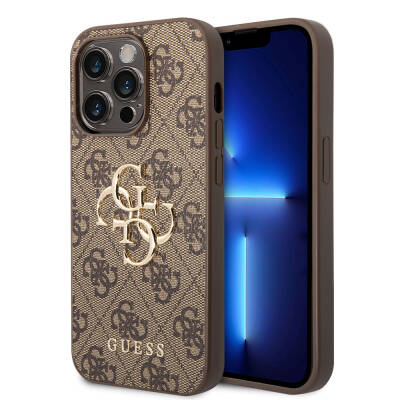 Apple iPhone 15 Pro Case Guess Original Licensed PU Leather Text and 4G Metal Logo Patterned Cover - 1