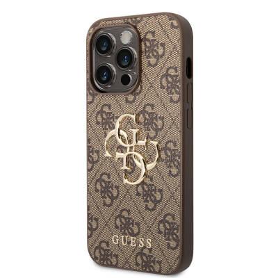 Apple iPhone 15 Pro Case Guess Original Licensed PU Leather Text and 4G Metal Logo Patterned Cover - 3