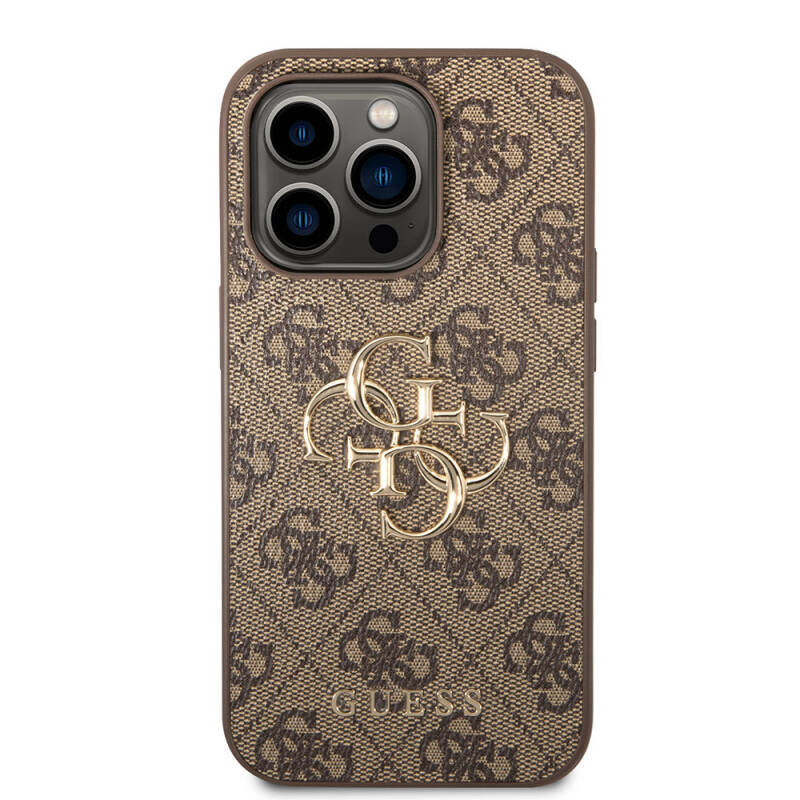 Apple iPhone 15 Pro Case Guess Original Licensed PU Leather Text and 4G Metal Logo Patterned Cover - 5