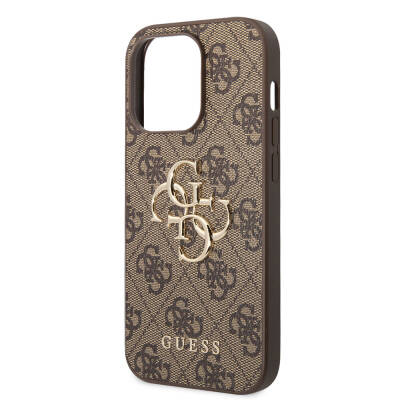 Apple iPhone 15 Pro Case Guess Original Licensed PU Leather Text and 4G Metal Logo Patterned Cover - 9