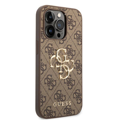 Apple iPhone 15 Pro Case Guess Original Licensed PU Leather Text and 4G Metal Logo Patterned Cover - 16