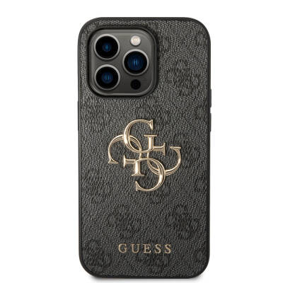 Apple iPhone 15 Pro Case Guess Original Licensed PU Leather Text and 4G Metal Logo Patterned Cover - 19