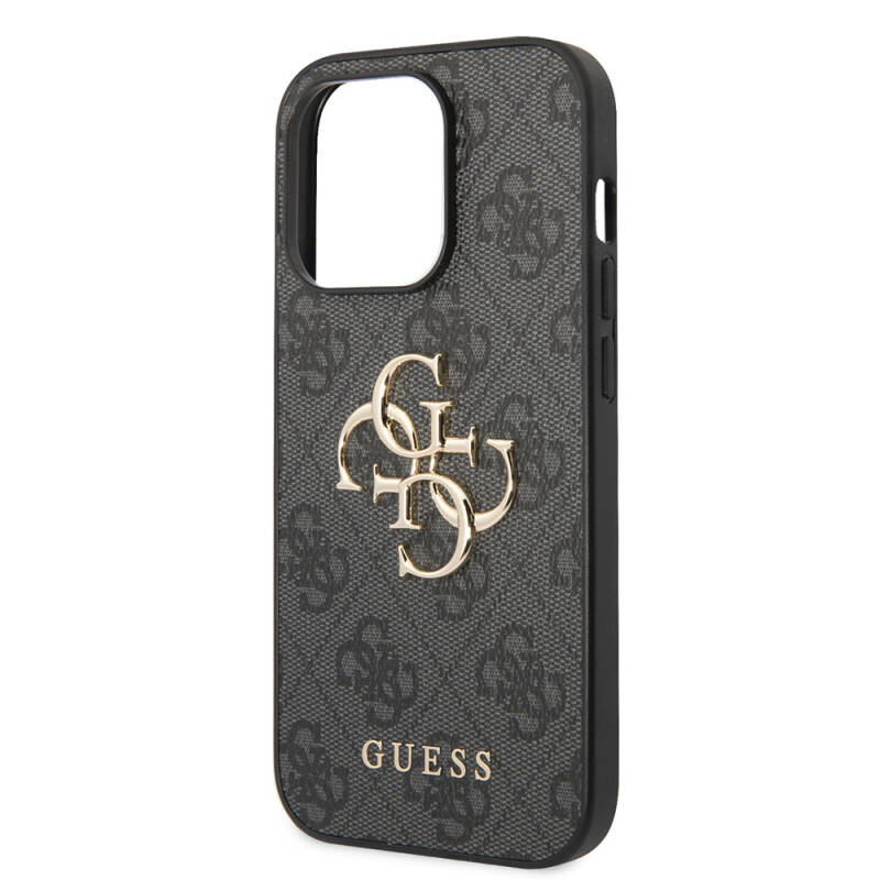 Apple iPhone 15 Pro Case Guess Original Licensed PU Leather Text and 4G Metal Logo Patterned Cover - 21