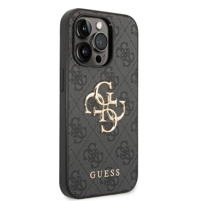 Apple iPhone 15 Pro Case Guess Original Licensed PU Leather Text and 4G Metal Logo Patterned Cover - 24