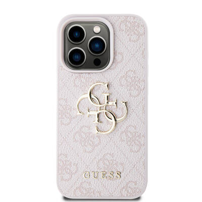 Apple iPhone 15 Pro Case Guess Original Licensed PU Leather Text and 4G Metal Logo Patterned Cover - 4