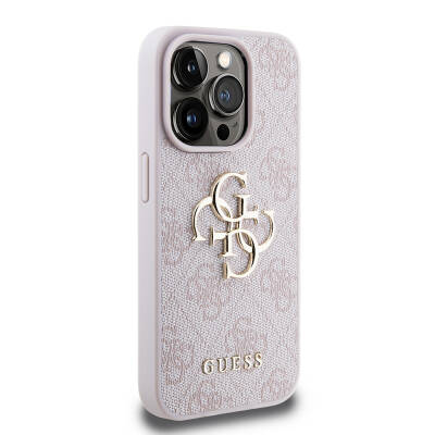 Apple iPhone 15 Pro Case Guess Original Licensed PU Leather Text and 4G Metal Logo Patterned Cover - 6